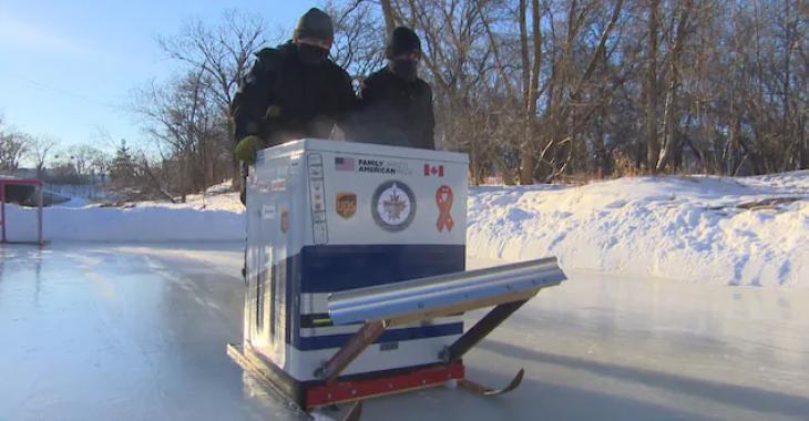 Winnipeg family transforms washer in backyard ice resurfacer! 
