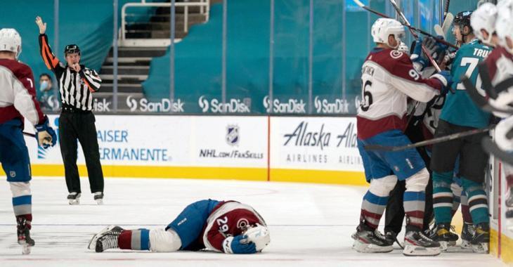 Sharks' Blichfeld summoned by NHL Player Safety after knocking Nathan MacKinnon out of last night's game