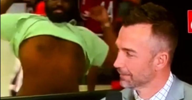Hurricanes fan shows off belly dancing skills during post game show.