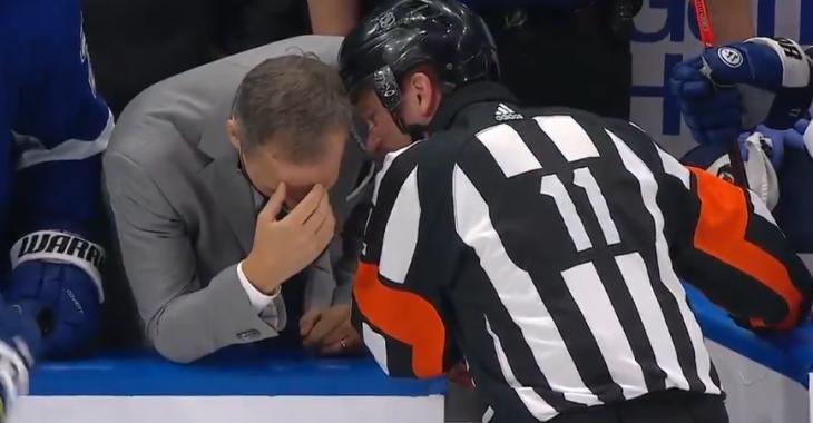 Jon Cooper loses it after NHL officials blow an obvious call in Game 4.