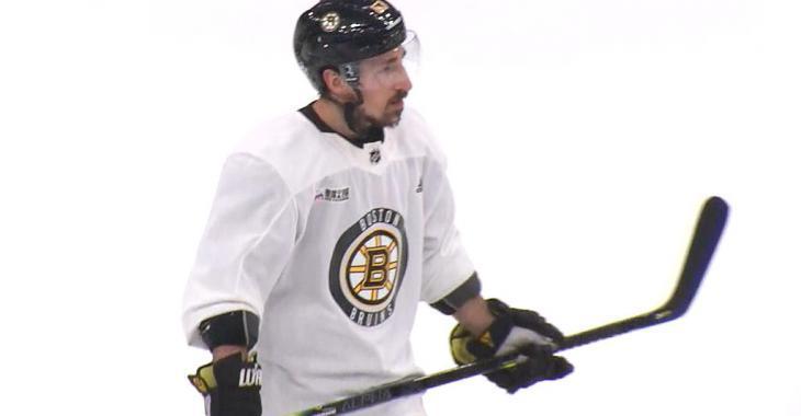 Brad Marchand back on the ice despite very short pause 
