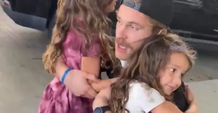Jon Merrill reunites with his children after nearly 3 months apart.